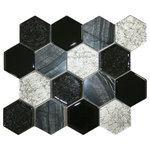 CNK Tile - Mod Blend Hexagon Tile, 10.35"x11.93" Sheets, Set of 11 - A beautiful blend of materials marble, glass, and porcelain with a crackled glass finish.  Sure to make any project stand out with these truly unique tiles.Details: