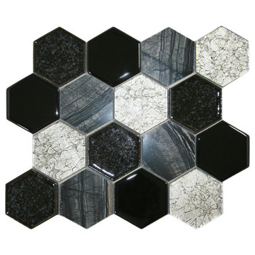 Mod Blend Hexagon Tile, 10.35"x11.93" Sheets, Set of 11