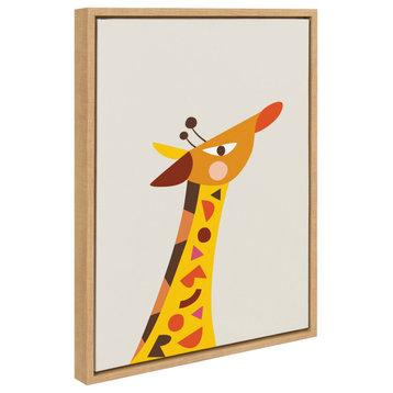 Sylvie Baby Giraffe Framed Canvas by Rachel Lee, Natural 18x24