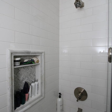 Huntington Beach Gray and White Marble Bathrooms