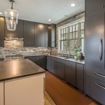 Clean, Minimal Charcoal Kitchen near Ann Arbor