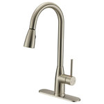 Designers Impressions - Satin Nickel Kitchen Faucet With Pull Out Sprayer - Features a pull out sprayer with stainless steel flexible hose.