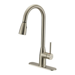 Designers Impressions - Satin Nickel Kitchen Faucet With Pull Out Sprayer - Kitchen Faucets