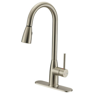 Satin Nickel Kitchen Faucet With Pull Out Sprayer