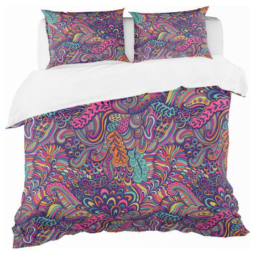With Abstract Flowers Bohemian and Eclectic Duvet Cover, King