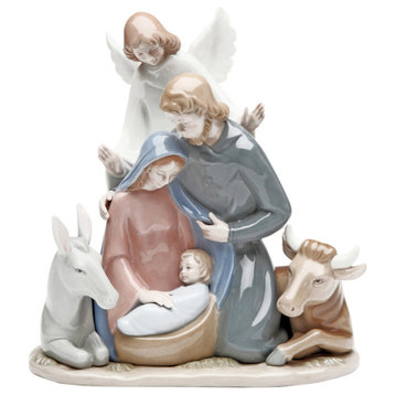 Holy Family With Angel Porcelain Figurine