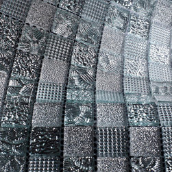 Glossy Shiny Silver Raindrop Modern Square Glass Mosaic Tiles - Home Accessories & Decor