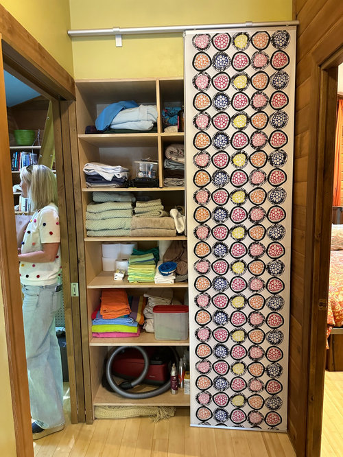 Sliding decorative fabric panels