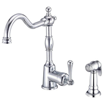 Kitchen Faucet, Brass Body With Swivel Spout & Side Sprayer, Chrome