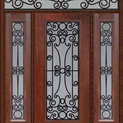 Prehung Side lights-Transom Door 80 Fiberglass Genoa Full Lite - Front Doors