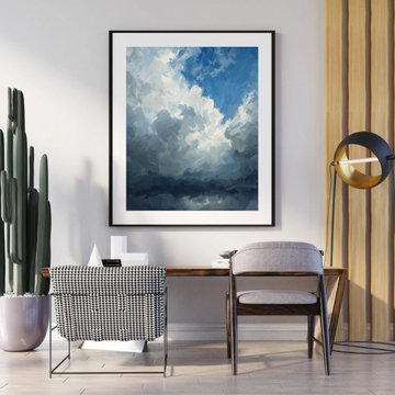 White Clouds Canvas Wall Art - Minimalist Ethereal Sky Landscape Painting