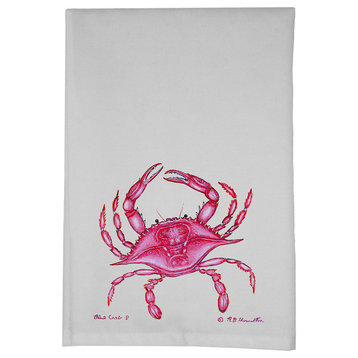 Betsy Drake Pink Crab Guest Towel