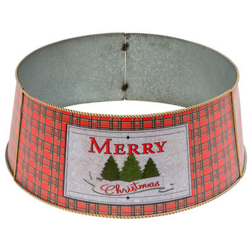 27.75-in L Metal Holiday Plaid Tree Collar.