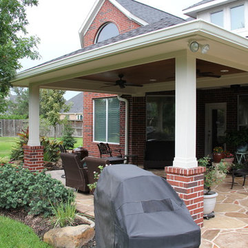 Patio Cover with Decorative Concrete in Cypress, TX