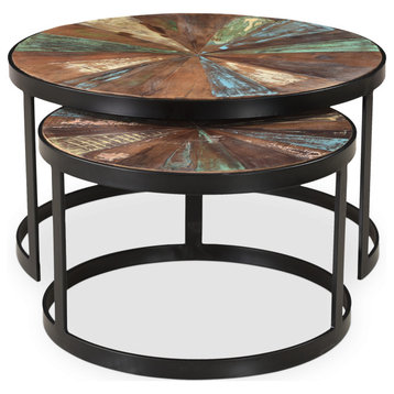 Delian Round coffee table with black legs- Set of 2