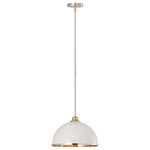 Z-Lite - Z-Lite 1 Light Pendant, Matte White, Brushed Nickel, 1004P14-MW-BN - Chic, modern vibes add a stunning look to a custom kitchen, living space, or bedroom with this domed metal one-light pendant. A domed shade crafted of matte white finish stainless steel is trimmed in brushed nickel finish metal with a brushed nickel finish down rod and canopy. This updated pendant is suitable for a variety of décor schemes including farmhouse, modern industrial, and urban modern.