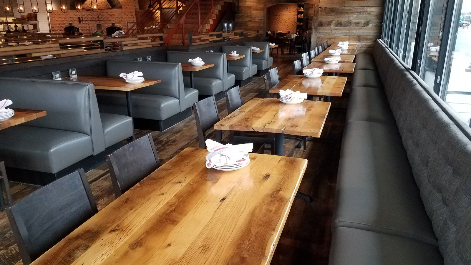 Matchbox Ashburn restaurant booth upholstery by MC Interiors