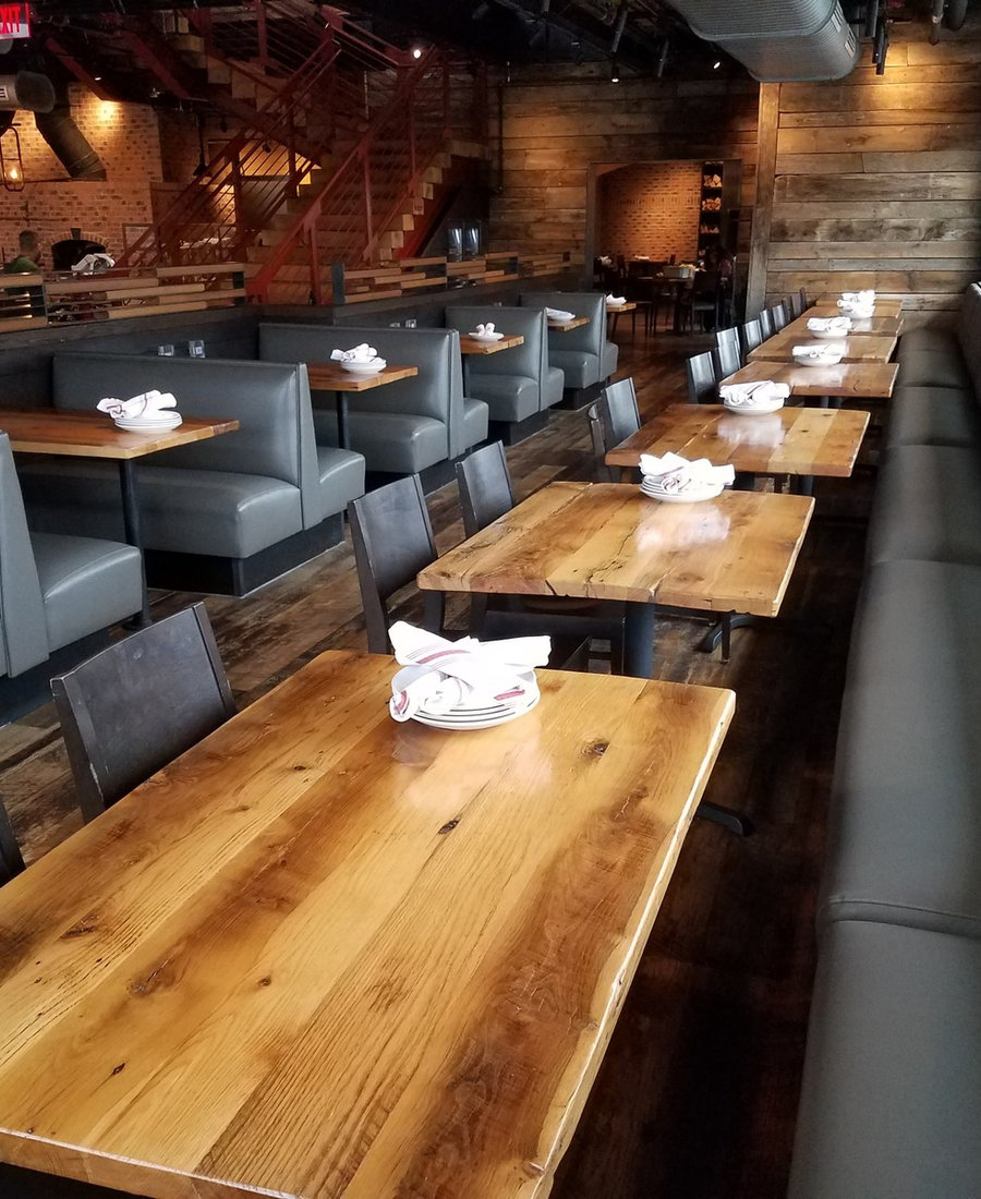 Restaurant booth reupholstery by MC Interiors &mdash; Matchbox Ashburn project
