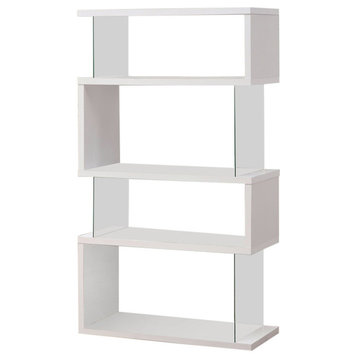 Benzara BM156242 Fantastic glossy white wooden bookcase