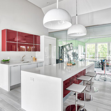 Exceptional Pool House Shows-Off Modern Kitchen and Bath