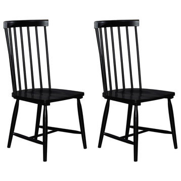 Spindle Back Side Chair - Black - Set of 2 Farmhouse White