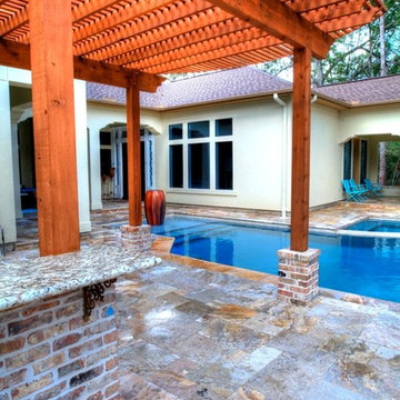 Rectangular Pool 3 - disappearing fountain and pergola