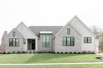Transitional exterior home idea in Omaha