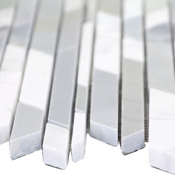 White and Blue ZigZag Stone Tile Mosaics Collection - Home Accessories & Decor