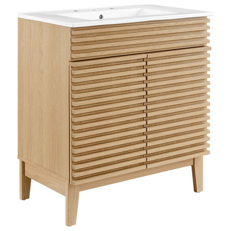 Render 30" Bathroom Vanity Cabinet, Oak White