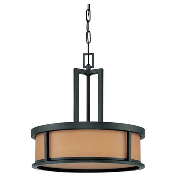 Nuvo Lighting Odeon 4-Light Pendant With Parchment Glass, Aged Bronze