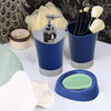 Bath Soap Dish Cup Shiny Solid Colors With Chrome Tray, Navy Blue