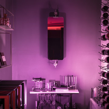 Modern Wine Room featuring Bar Cart and Mirror