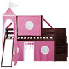JACKPOT Solid Wood Prince & Princess Low Loft Bed in Cherry/Pink/White