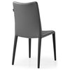 Modern Jordan Dining Chair in Dark Grey Leatherette and Matte Black Steel Base