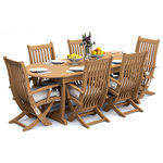 Teak Deals - 7-Piece Outdoor Teak Dining Set 94" Masc Oval Table, 6 Warwick Folding Chairs - Set includes: 94" Double Extension Oval Dining Table and 6 Folding Arm Chairs.