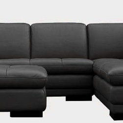 625 Italian Black Leather Sectional Sofa - Sectional Sofas