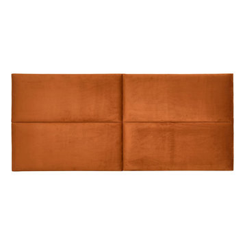 King Size Headboard, Tufted Upholstery & Sound Reducing Panel, Terracotta Velvet