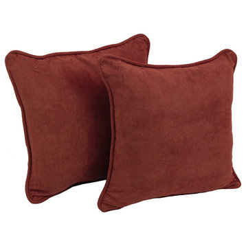 18" Microsuede Square Throw Pillow Inserts, Set of 2, Red Wine