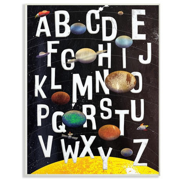 Stupell Ind. Alphabet Milky Way Planets Wall Plaque, 10"x15"