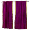 Violet Red Rod Pocket Sheer Sari Cafe Curtain / Drape / Panel-43W x 36L-Pair