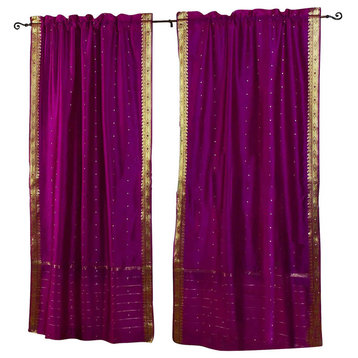 Violet Red Rod Pocket  Sheer Sari Curtain / Drape / Panel   - 80W x 84L - Pair