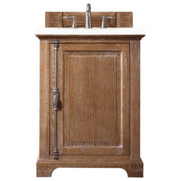 Providence 26" Single Vanity Cabinet, Driftwood, White Zeus Quartz