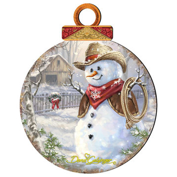 Cowboy Snowman Ornament Ball