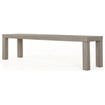 Four Hands - Sonora Outdoor Dining Bench,Weathered Grey - Clean and angular for streamlined effect. Planks of grey teak take on weathered grey tones for neutral versatility. Natural graining reveals organic roots.