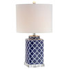 Clarke 23" Chinoiserie Table Lamp, Blue and White