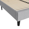 Addison Upholstered Platform Bed - Headboard with Rounded Edges, Light Grey, Queen