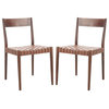 Karmin Leather Dining Chair, Set of 2, Cognac/Brown