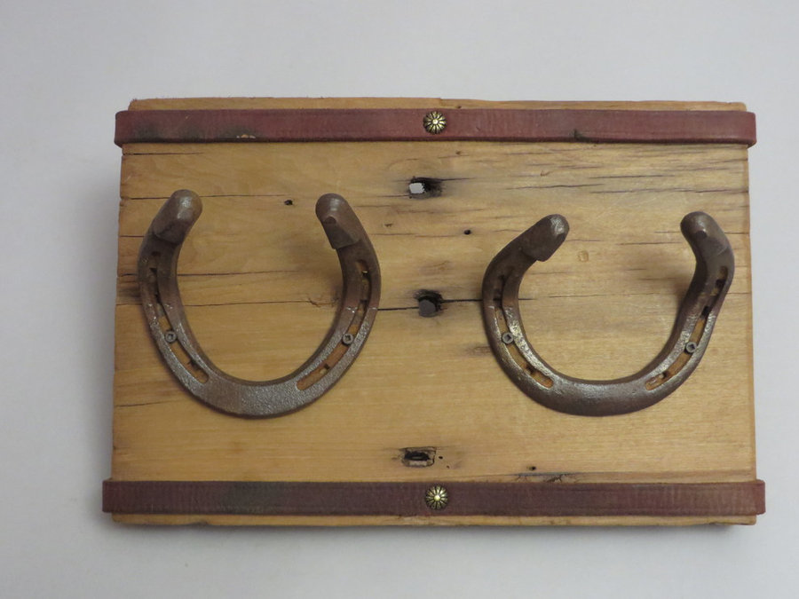 HorseShoe Rack. Reclaimed Poplar, Shoes & Leather..