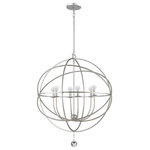 Crystorama - Solaris 6-Light Silver Sphere Chandelier II - Olde Silver chandelier, part of the new Solaris collection. The SOLARIS collection features cleaner lines and sleeker finishes and uses just one oversized glass jewel as an accent. The painted metals are English Bronze, Olde Silver and a lacquer-like Wet White finish. Homeowners of every generation are gravitating to the richness and elegance of the SOLARIS.