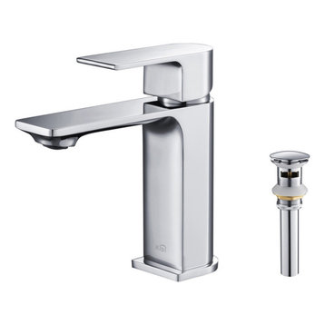 KIBI Mirage Single Handle Bathroom Faucet, Chrome, With Drain